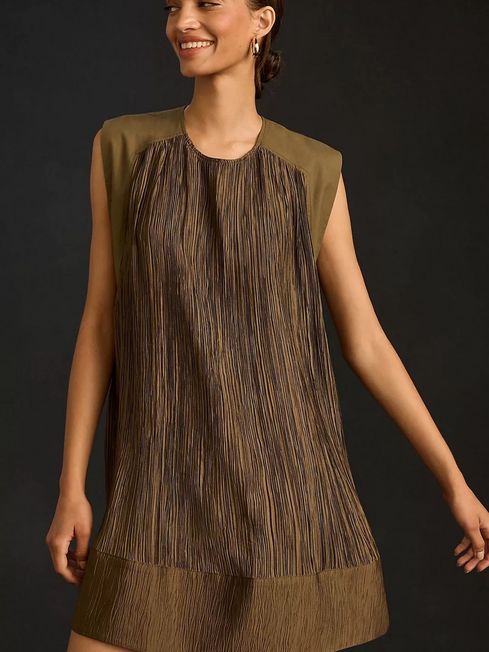 Anthropologie Olive Green Textured Sleeveless Tunic